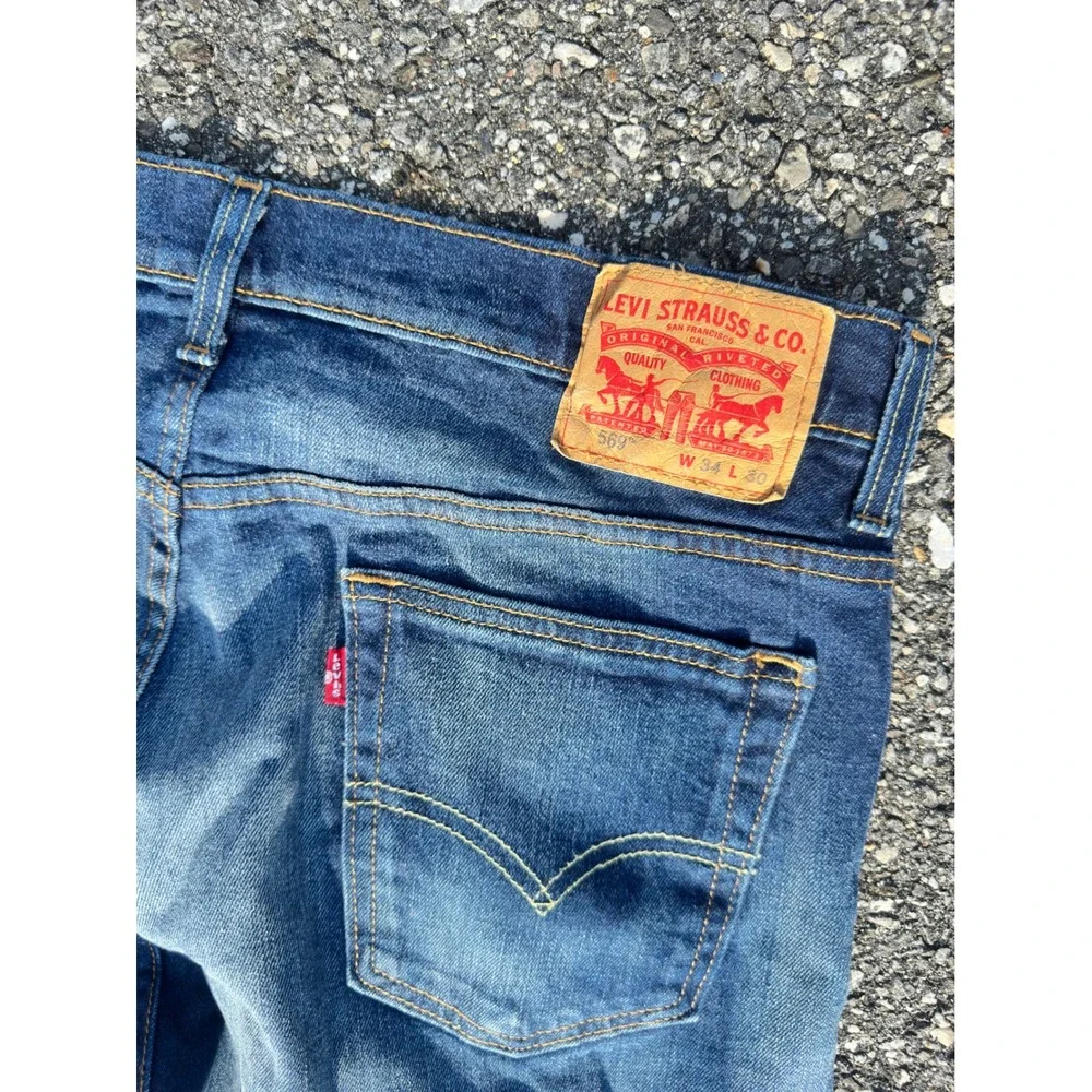 Levis 569 Loose Straight Leg Jeans Mens 34x30 Medium Wash Blue Denim Pants